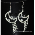 Moon Design Long Wedding Clear Rhinestone Long Drop Earrings